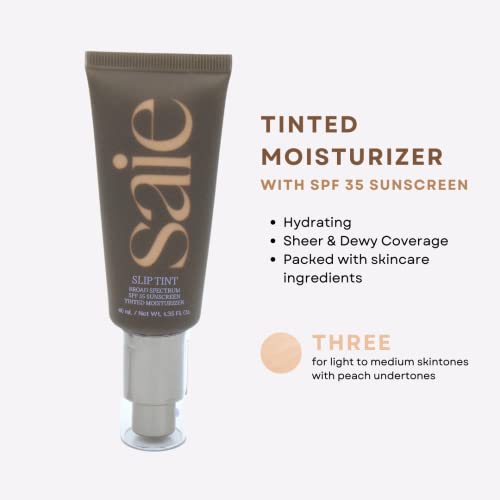 Saie  Tint Broad Spectrum SPF 35 Sunscreen Tinted Moisturizer - Three (Light to Medium - Peach) 1.36 oz